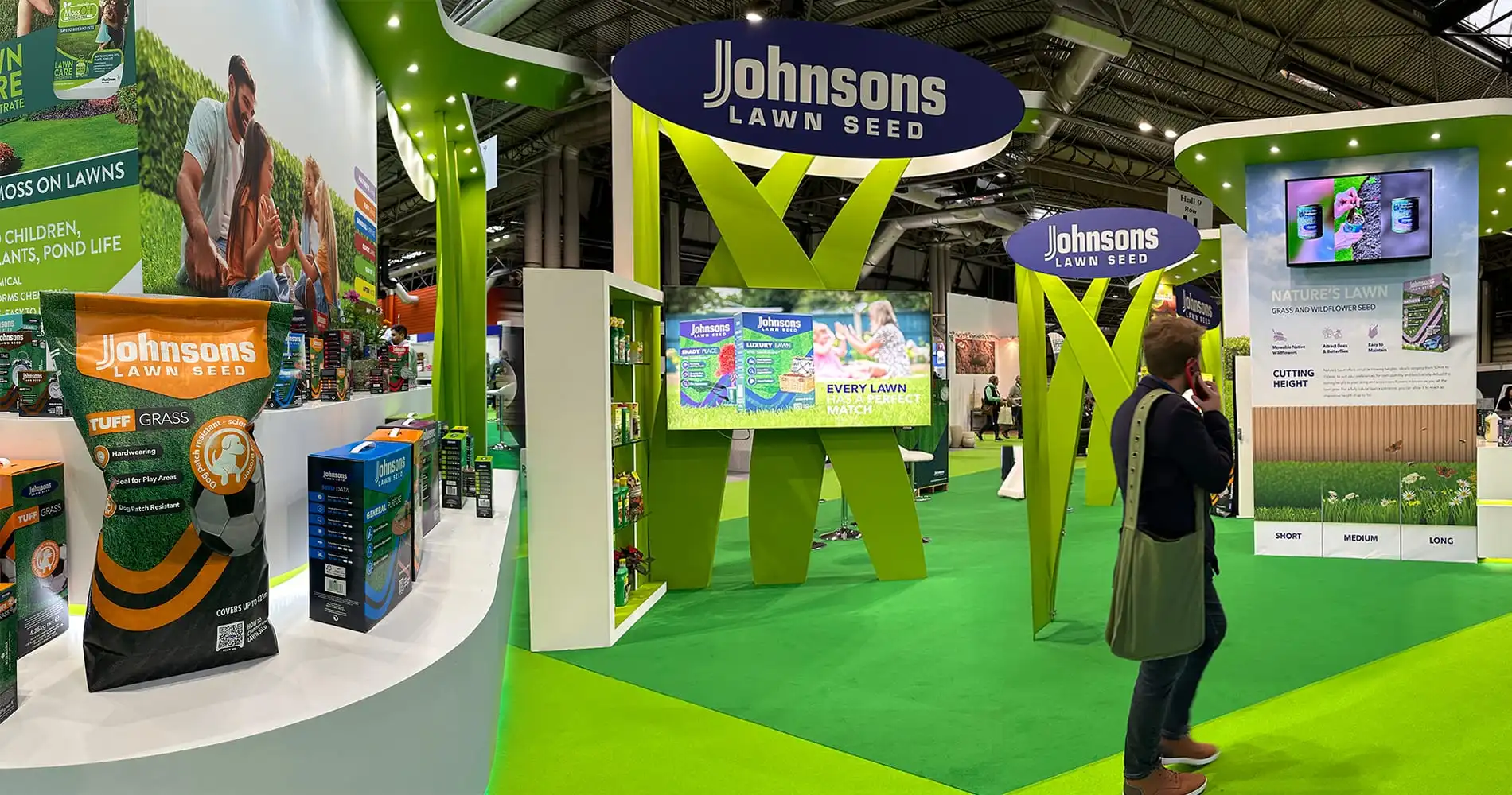 Example of a trade show exhibition stand design for Johnsons Lawn Seed